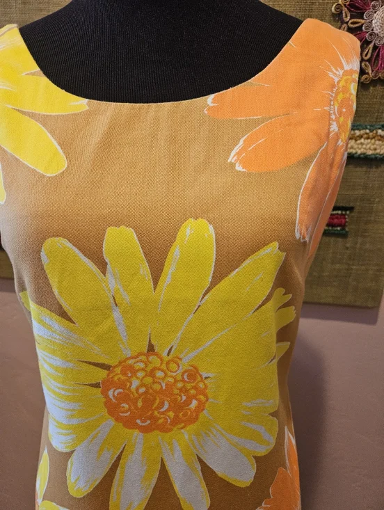 Vintage Handmade Hawaiian Floral Print MCM Wiggle Maxi Dress - Picture 4 of 15